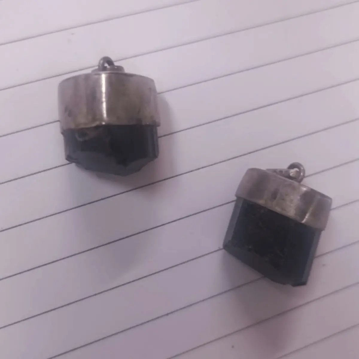 raw black tourmaline silver pendants