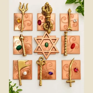 ast digpal copper yantra naugrah stone set