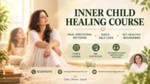 Inner Child Healing concept showing an adult reflecting compassionately on childhood emotions.